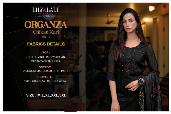 Organza Chikan Kari Vol 3 By Lily And Lali Designer Kurti With Bottom Dupatta Wholesale Price In Surat
